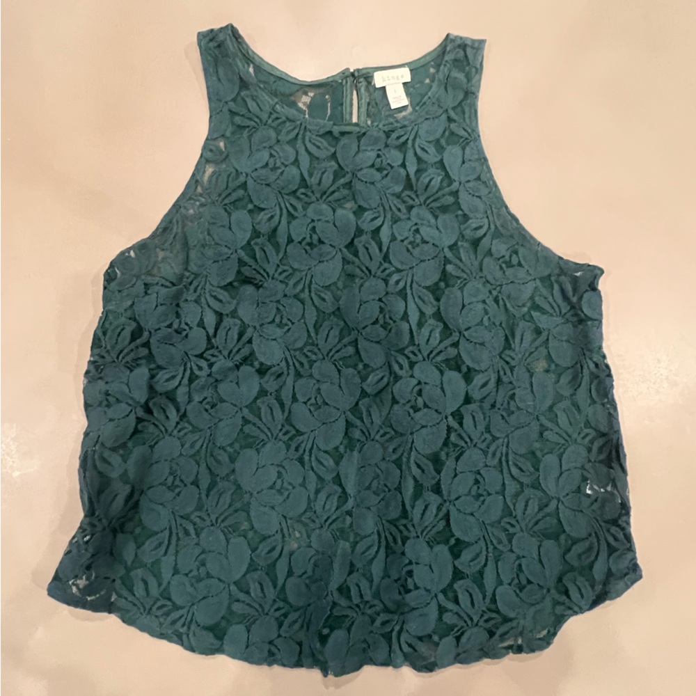 Floral Lace Emerald Green Tank